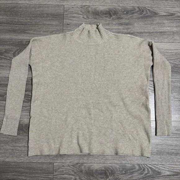 Cyrus Mock Neck Pullover Knit Strechy Sweater Dolman Sleeve Women Small Beige - Picture 8 of 14